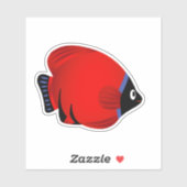 Cartoon Red Blue Fish Sticker (Blatt)