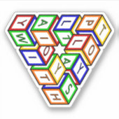 Cartoon Red Blue Yellow Green Toy Blocks Art Aufkleber (Vorderseite)