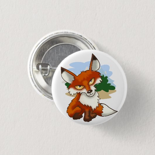 Cartoon Red Fox Button (Vorne & Hinten)