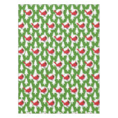 Cartoon Red Kardinal auf Green White Pines Muster Tischdecke (Vorderseite)