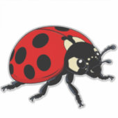 Cartoon Red Ladybug Cute Insect Character Aufkleber (Vorderseite)