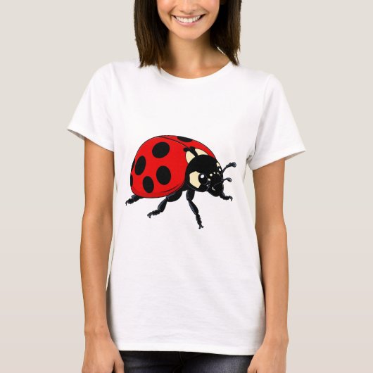 Cartoon Red Ladybug Cute Insect Character T-Shirt (Vorderseite)