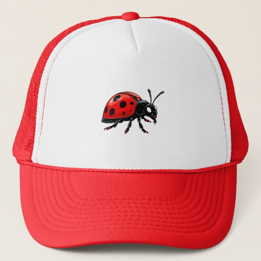 Cartoon Red Ladybug Cute Insect Character Truckerkappe (Vorderseite)