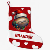 Cartoon Red Merry American Football Name Kleiner Weihnachtsstrumpf (Vorderseite)