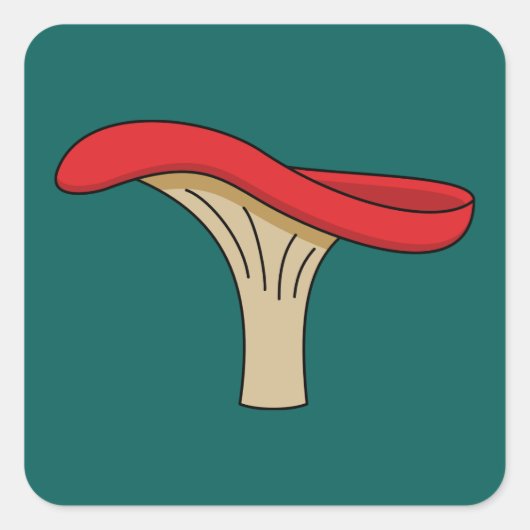 Cartoon Red Mushroom Quadratischer Aufkleber (Vorderseite)