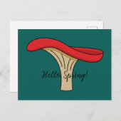 Cartoon Red Mushroom | Text hinzufügen Feiertagspostkarte (Vorne/Hinten)