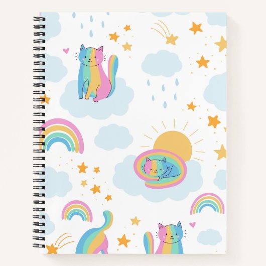 Cartoon Regenbogen Katzen Notizblock (Vorderseite)