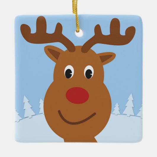 Cartoon Reindeer Keramikornament (Vorderseite)