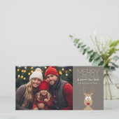 Cartoon Reindeer mit frohen Weihnachten und Foto (Stehend Vorderseite)