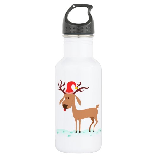 Cartoon Reindeer Trinkflasche (Vorderseite)