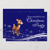 Cartoon Reindeer & Weihnachtsmann Weihnachts-Party Einladung (Vorne/Hinten)