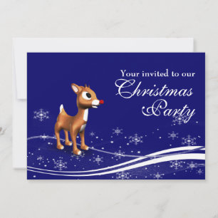 Cartoon Reindeer & Weihnachtsmann Weihnachts-Party Einladung