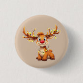 Cartoon reindeer with red nose and lights button (Vorderseite)
