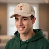 Cartoon reindeer with red nose and lights truckerkappe