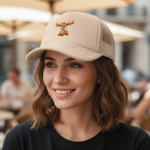 Cartoon reindeer with red nose and lights truckerkappe