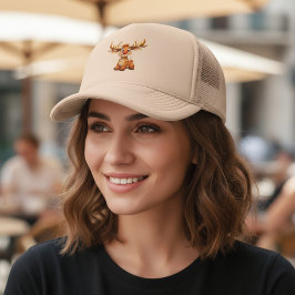 Cartoon reindeer with red nose and lights truckerkappe