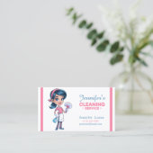 Cartoon Reinigung Lady Visitenkarten Visitenkarte (Stehend Vorderseite)