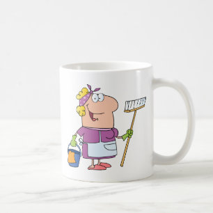 Cartoon-Reinigungs-Dame Kaffeetasse