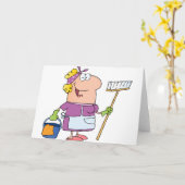 Cartoon Reinigungsdame Karte (Gelbe Blume)