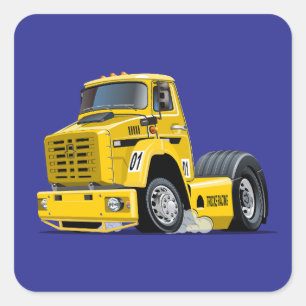 Cartoon-Renntruck Quadratischer Aufkleber
