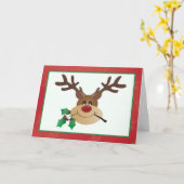 Cartoon Rentier mit Mistletoe Karte (Gelbe Blume)