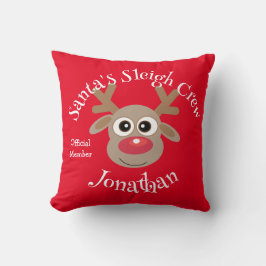 Cartoon Rentier Niedlich Red in der Sleigh-Crew de Kissen