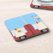 Cartoon Retro Fifties Diner Getränkeuntersetzer (Linke Seite)