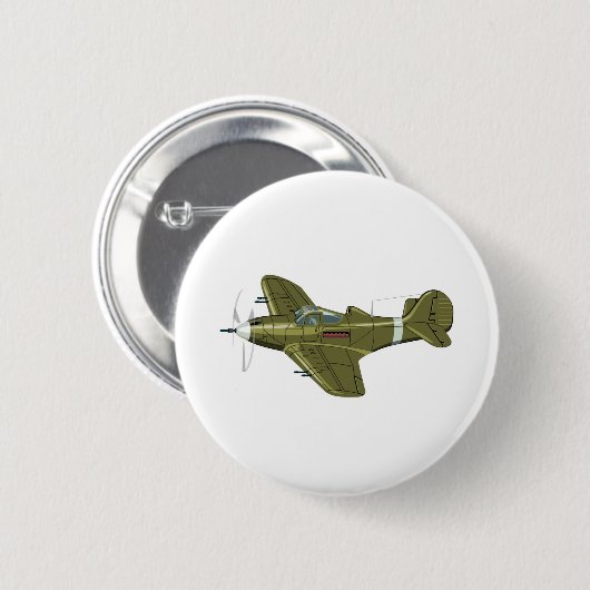 Cartoon-Retro-Flugzeug Button (Vorne & Hinten)