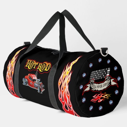 Cartoon Retro-frisierte Auto Duffle Bag (Linke Ecke)