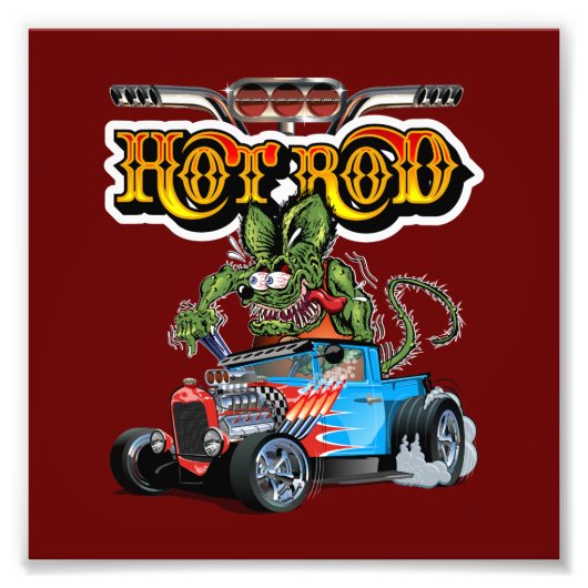 Cartoon Retro-frisierte Auto Fotodruck (Vorne)