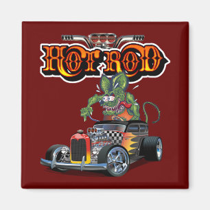 Cartoon Retro-frisierte Auto Magnet
