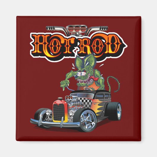 Cartoon Retro-frisierte Auto Magnet (Vorne)