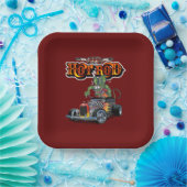 Cartoon Retro-frisierte Auto Pappteller (Party)