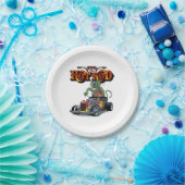 Cartoon Retro-frisierte Auto Pappteller (Party)