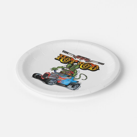 Cartoon Retro-frisierte Auto Pappteller (Schrägansicht)