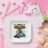 Cartoon Retro-frisierte Auto Pappteller (Party)