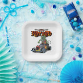 Cartoon Retro-frisierte Auto Pappteller (Party)