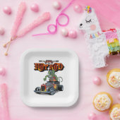 Cartoon Retro-frisierte Auto Pappteller (Party)
