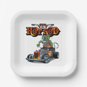 Cartoon Retro-frisierte Auto Pappteller