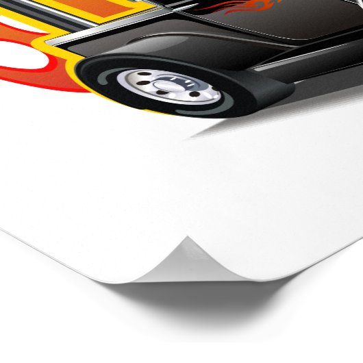 Cartoon Retro-frisierte Auto Poster (Ecke)