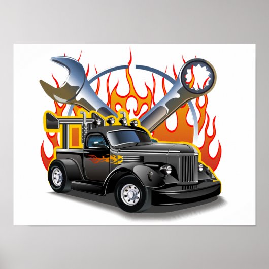 Cartoon Retro-frisierte Auto Poster (Vorne)