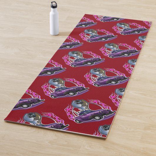 Cartoon Retro-frisierte Auto Yogamatte (Beispiel)