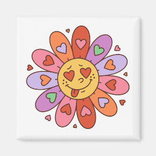 Cartoon Retro Groovy Hippie Liebhaber Tagsüber Blu Magnet