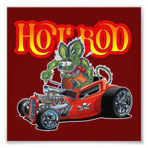 Cartoon-Retro-Hot-Rod Fotodruck