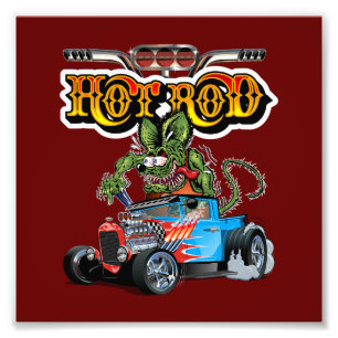 Cartoon-Retro-Hot-Rod Fotodruck