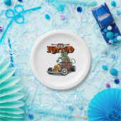 Cartoon Retro-Hot-Rod Pappteller (Party)
