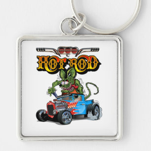 Cartoon-Retro-Hot-Rod Schlüsselanhänger