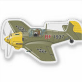 Cartoon-Retro-Kämpfer Flugzeug Aufkleber (Vorderseite)