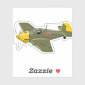 Cartoon-Retro-Kämpfer Flugzeug Aufkleber (Blatt)