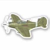 Cartoon-Retro-Kämpfer Flugzeug Aufkleber (Vorderseite)